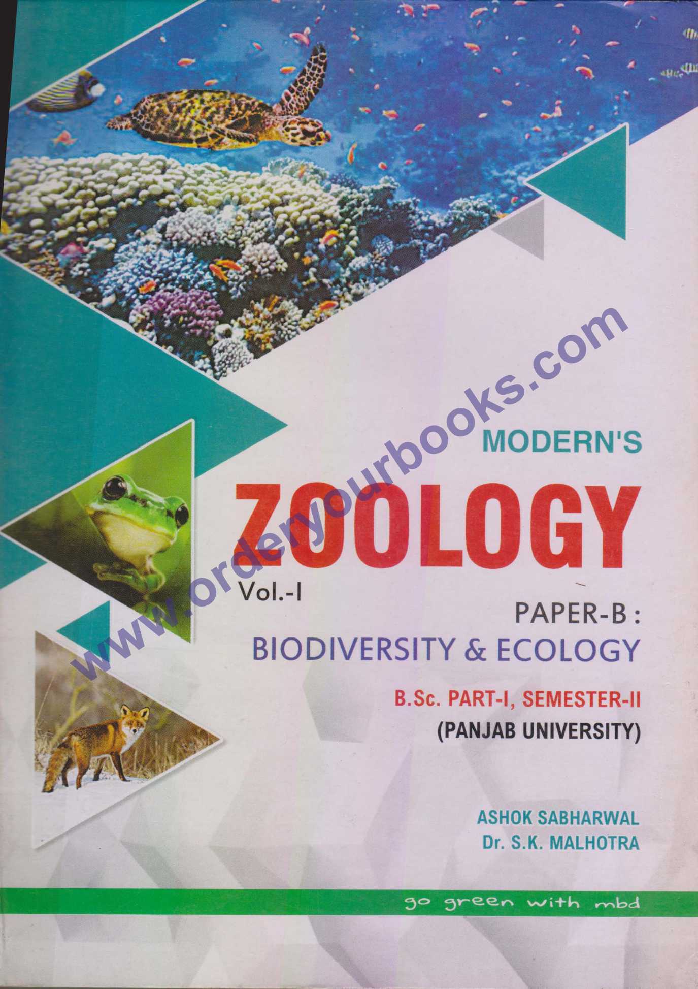 Moderns Zoology Vol.-I. Paper-B for B.Sc. 2nd Sem. (P.U.) by Ashok Sabharwal Edition 2022