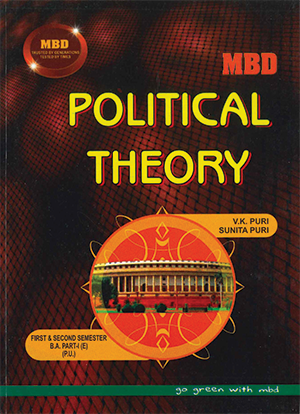 MBD Political Theory B.A Part 1 (P.U.) HIndi for 1st & 2nd Sem. by V.K. Puri & Sunita Puri Edition 2022