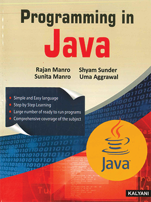 Programming in Java for BCA Sem. 5 (P.U.) by Rajan Manro, Sunita Manro, Shyam Sunder & Uma Aggrawal Edition 2020