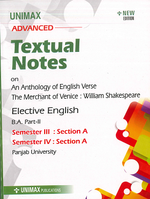 Unimax Textual Notes B.A. Part 2 (P.U.) Elective English Sem. 3 & 4 Edition 2023