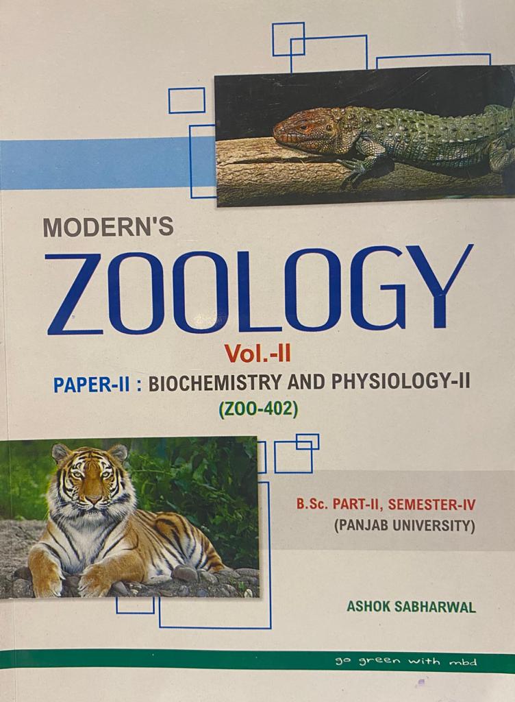 Moderns Zoology Vol.-II. Paper-2 for B.Sc. 4th Sem. (P.U.) by Ashok Sabharwal New Edition