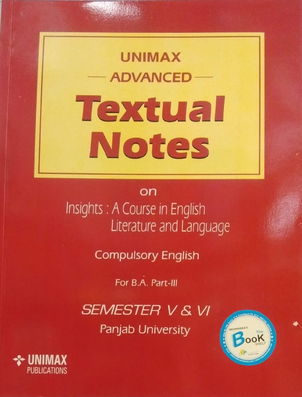 Unimax Textual Notes B.A. Part 3 Compulsory Eng (P.U.) for Sem. 5 & 6 Edition 2022