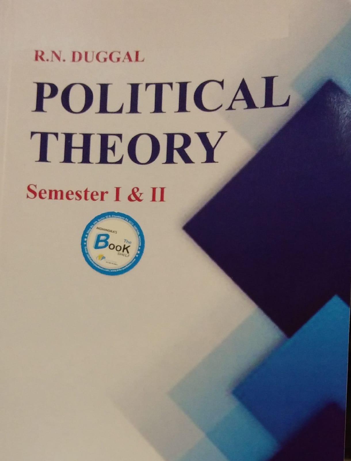 Political Theory B.A. Part 1 (P.U.) for Sem 1 & 2 by R.N. Duggal Edition 2023
