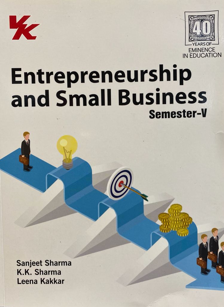 VK publishers Entrepreneurship & Small Business for B.Com, 5th Sem. (P.U.) by Sanjeet Sharma, Edition 2023